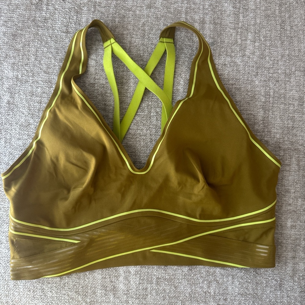 VSX Olive and Neon Yellow Sports Bra